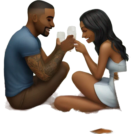 Romantic picnic date for beautiful tattooed couple emoji