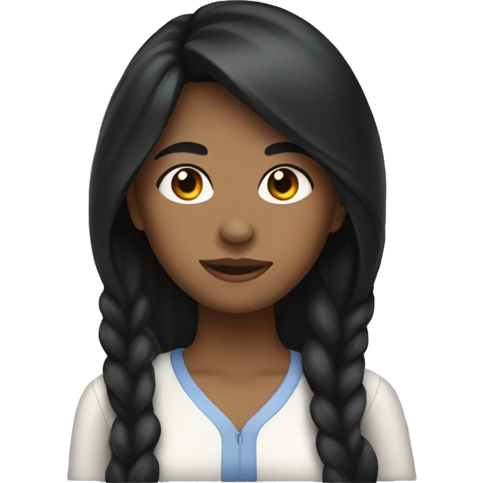 black-haired woman with long hair, brown eyes emoji