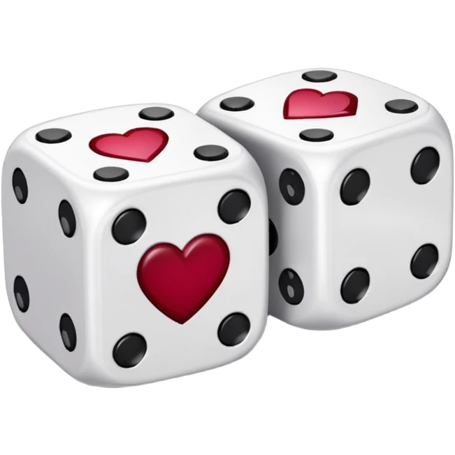 two dices in with burgundy red heart details emoji