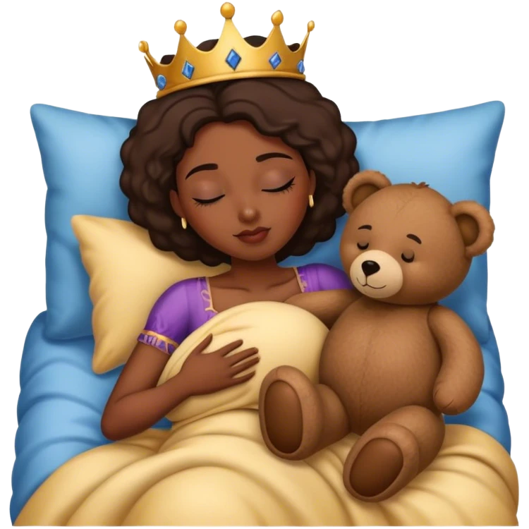 African American queen sleeping with teddy bear emoji