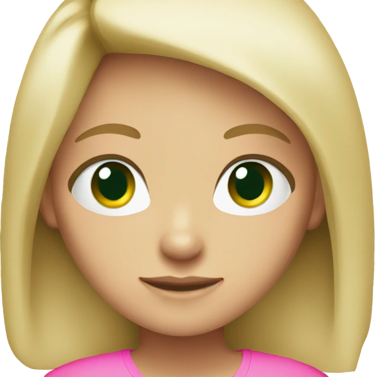 blonde girl green eyes straight hair pink shirt emoji
