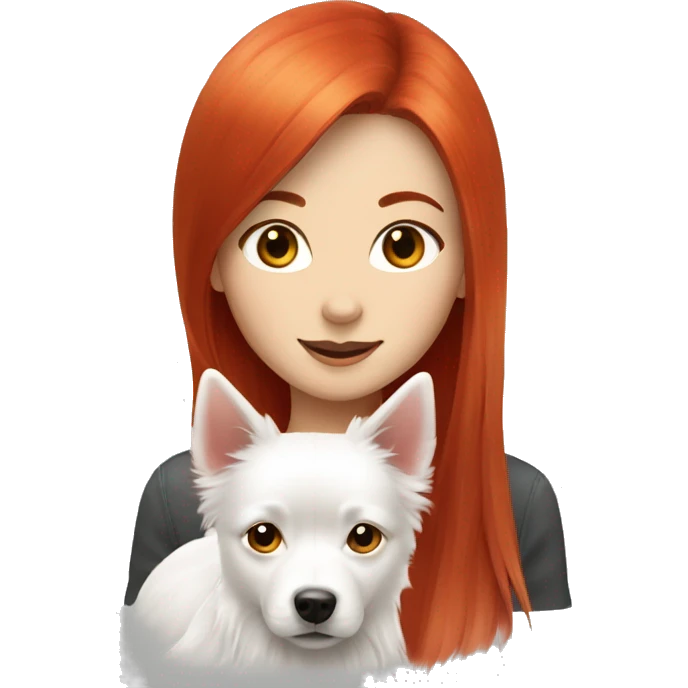 red hair girl with Japanese spitz dog emoji