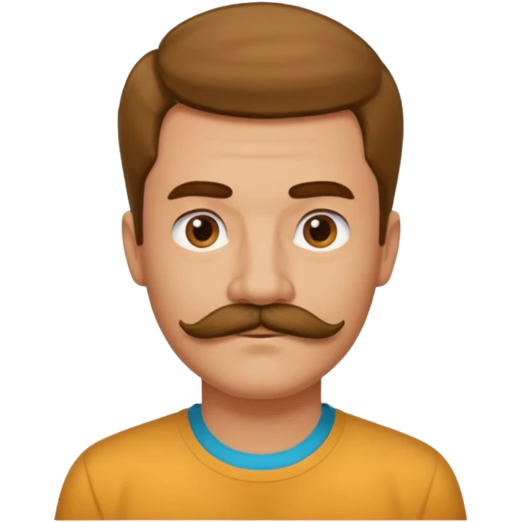 mustached man with hair till the neck and colored shirt emoji