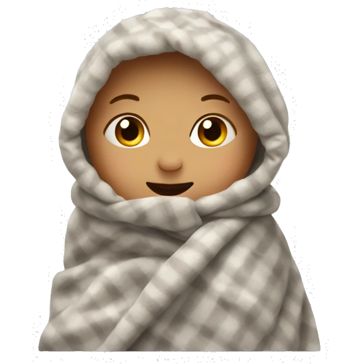 A baby in a cozy blanket emoji