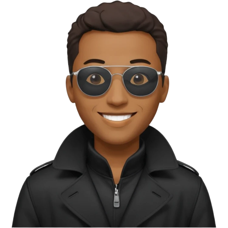 black man in black trenchcoat and matrix sunglasses emoji