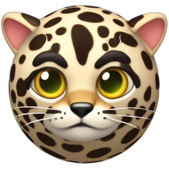 3d sphere with a cartoon nauseated netherrack Ocelot skin texture with stupid eyes emoji