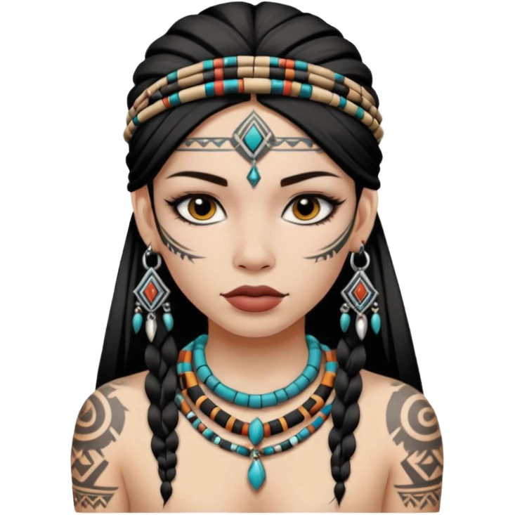 tribal girl Tattooed, white skin emoji