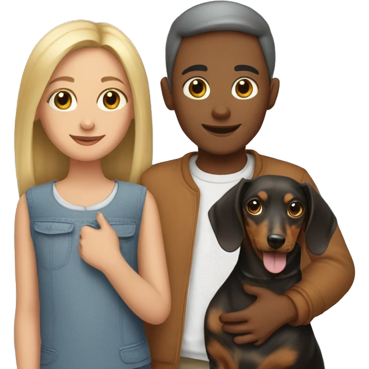 Girl and boy with dachshunds emoji
