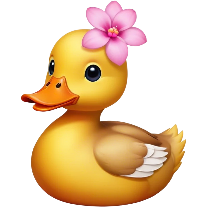 Duck with pink flower on head emoji