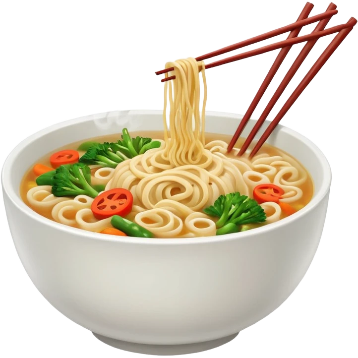 Draw a hot bowl of noodles with chopsticks & steam rising. emoji