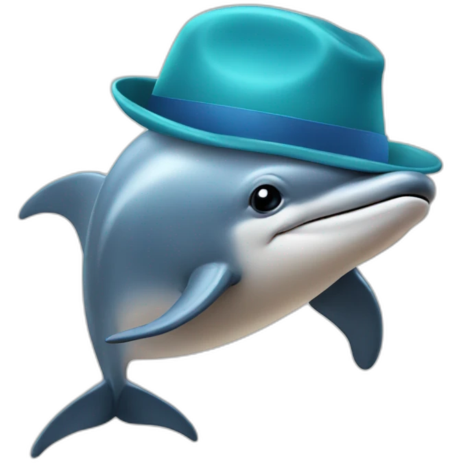 a dolphin with a hat emoji