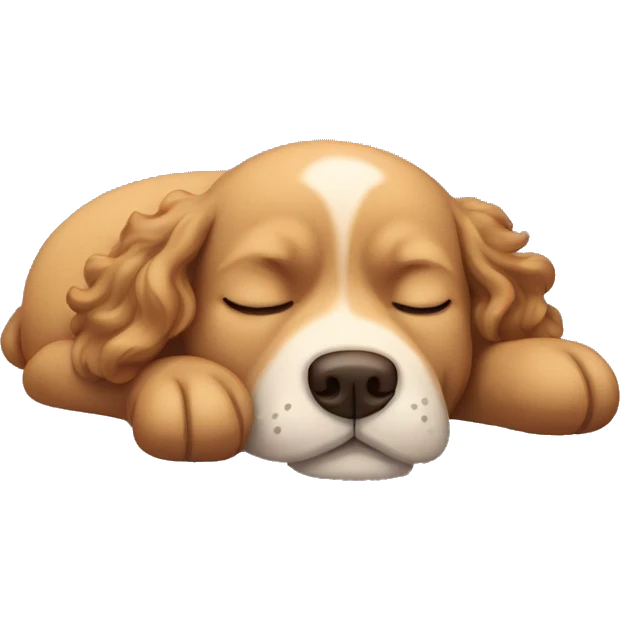 Curly dog sleeping sideways emoji