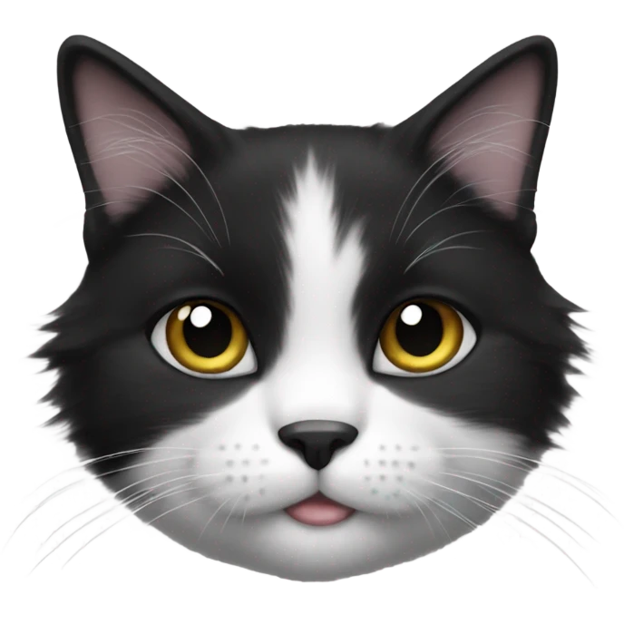 Black and white cat fluffy emoji