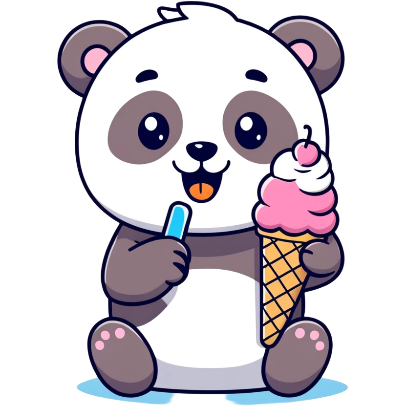Panda eating ice cream emoji