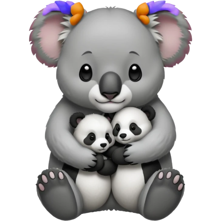 Big koala holding hand with small panda emoji