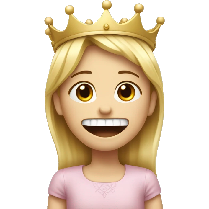 gritted teeth, crown, little girl  emoji
