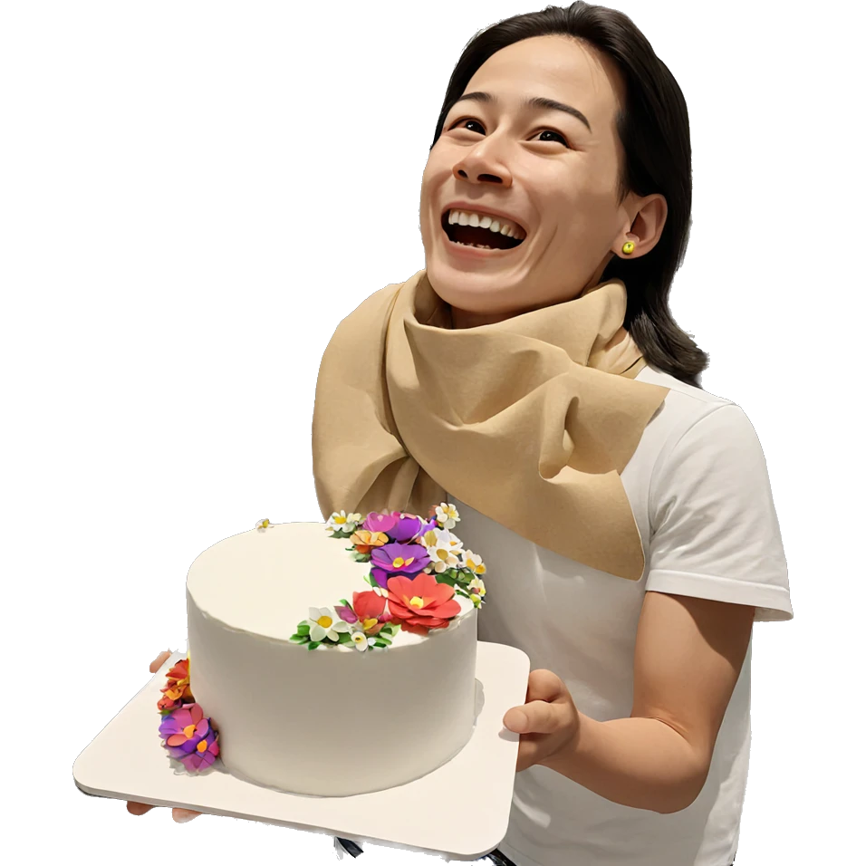 boy with cake and flowers emoji