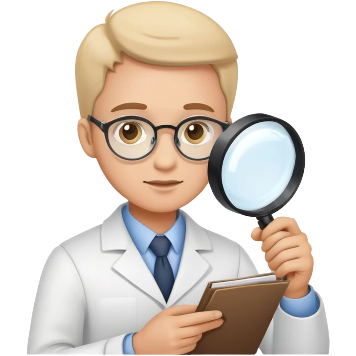 researcher with magnifying glass examining documents emoji