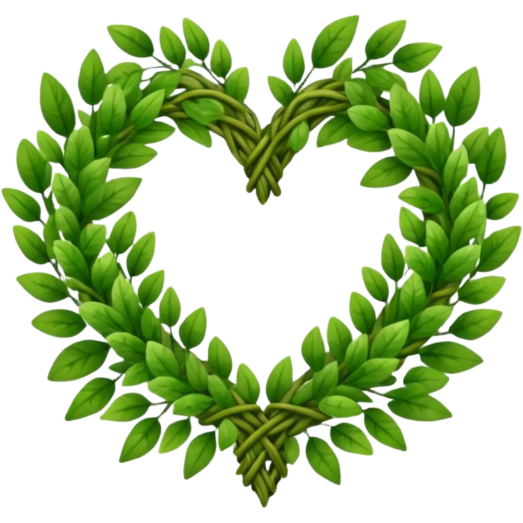 nature wreath heart, boho beautiful  green emoji