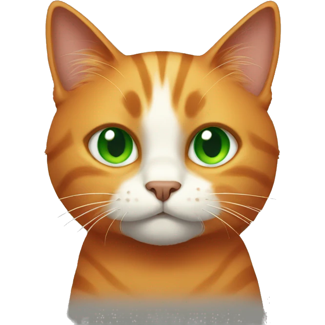 Darker Orange cat with green eyes. He has smug face emoji