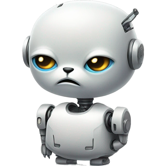 Sad Robot fried with white kitten emoji