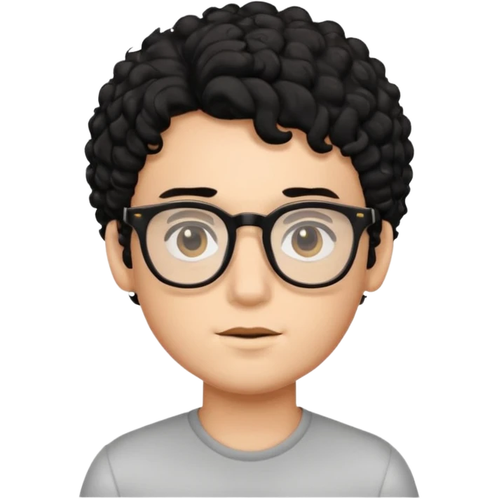 el rostro de un chico de piel blanca con rizos negros y lentes  emoji