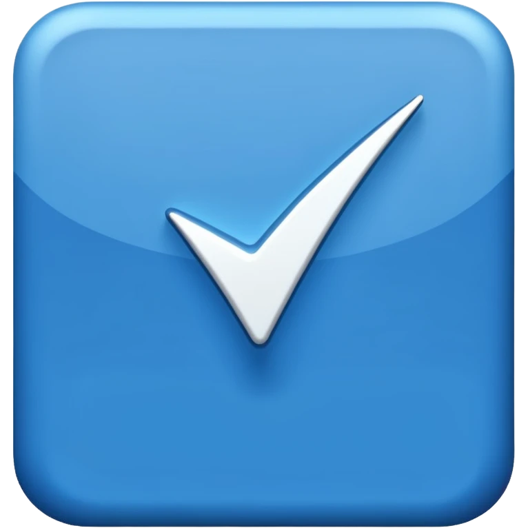 Make Make a symbol with a tilted blue colored square with a tick mark inside it in the middle. Make the edge of the square sharp. Make it normal tilt square and normal tick in the middle emoji