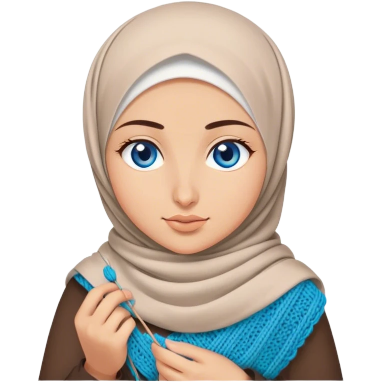 Turkish beautiful finish Konya girl blue eyes with hijab does knitting  emoji