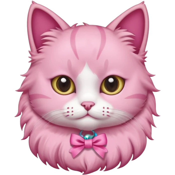cute pink cat with a ribbon as necklace emoji