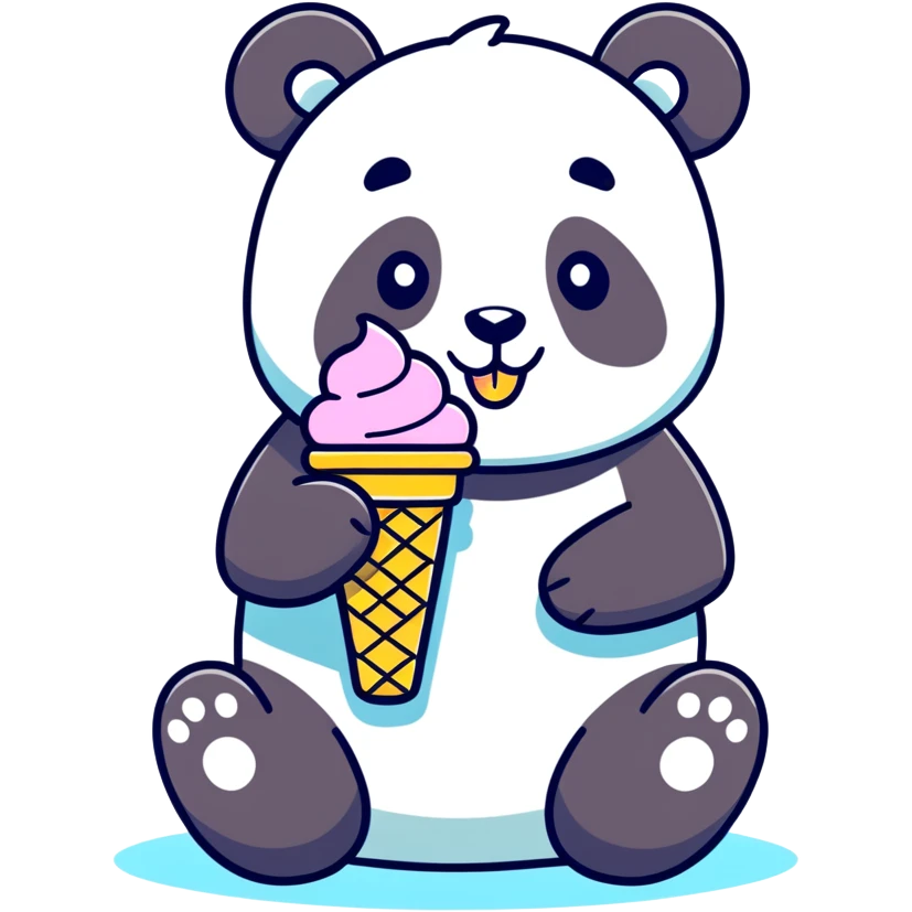 Panda eating ice cream emoji