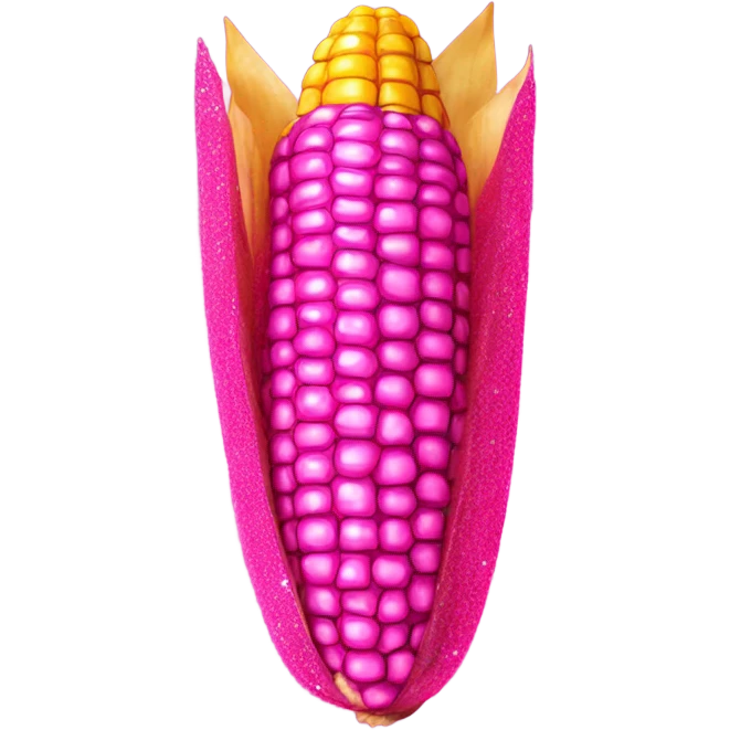 Hot pink corn on the Cobb with glitter  emoji