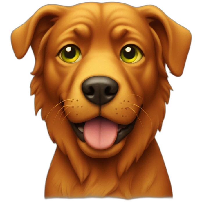 red dog with yellow head and green eyes smoking emoji