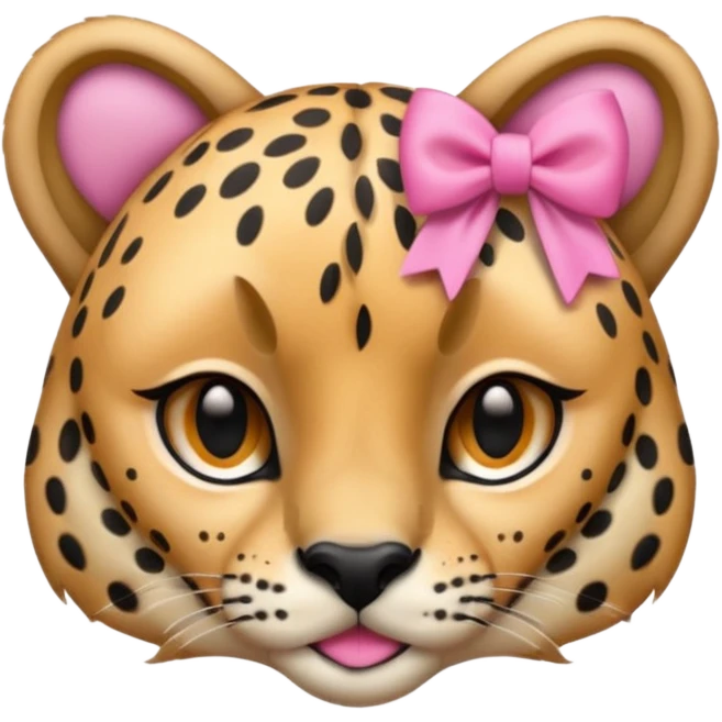 Cheetah  with a small pink bow on her ear￼ emoji