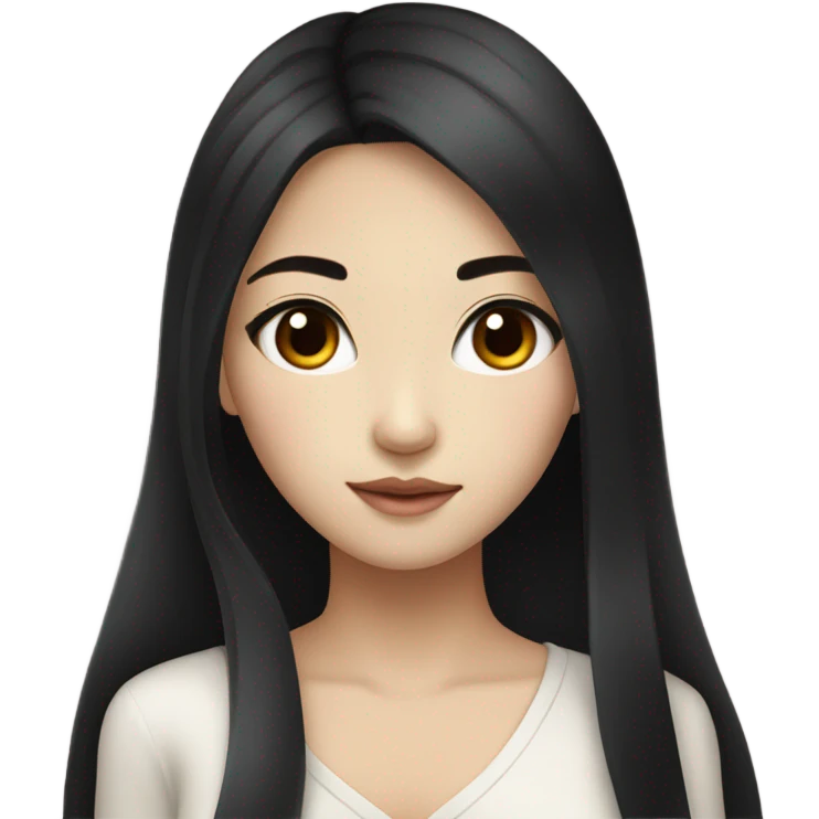 Beautiful girl,Black hair,long hair,Black eyes,Korean emoji