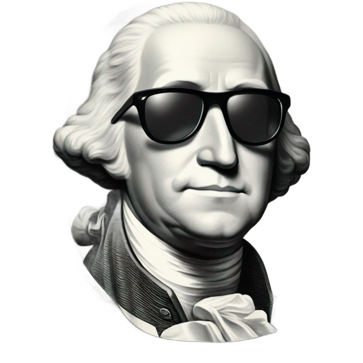 A one dollar bill with George Washington wearing sunglasses  emoji