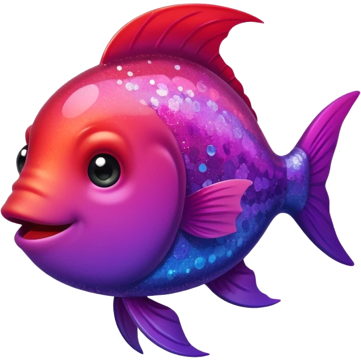 color gradient between red and purple glitter cute happy fish emoji