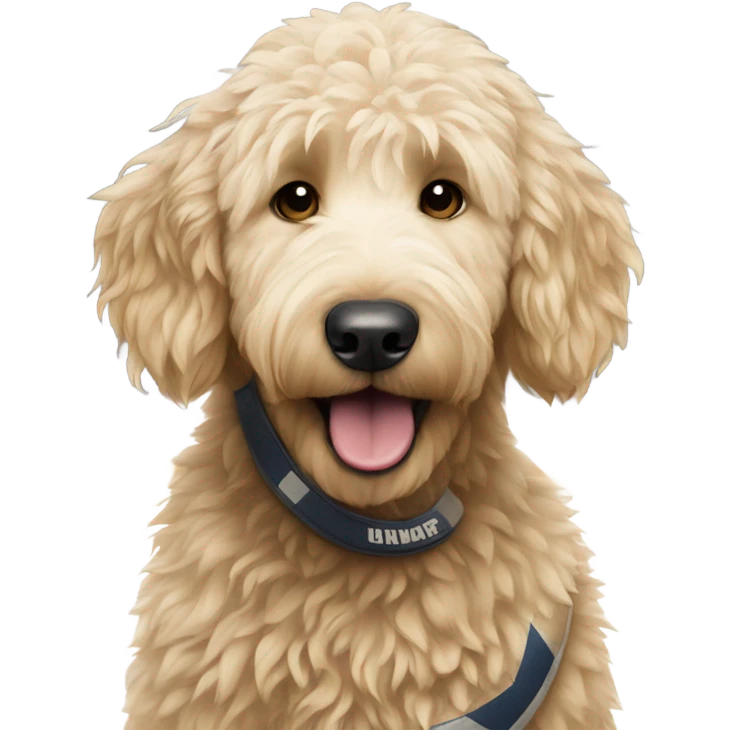 Golden doodle playing hockey emoji