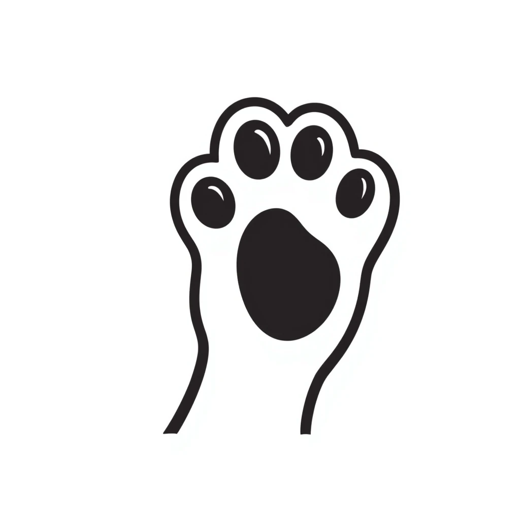 simple sketch of a cat's foot with toe beans emoji