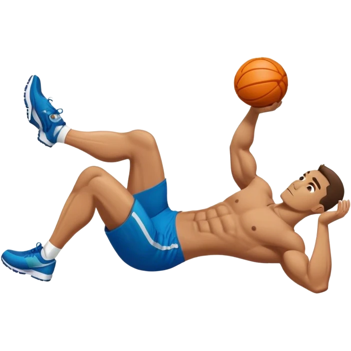 side-view of guy doing decline abdominal Crunches with sixpack emoji