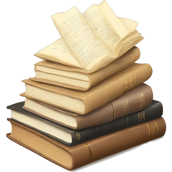 Cute beige book stack, top book opened emoji