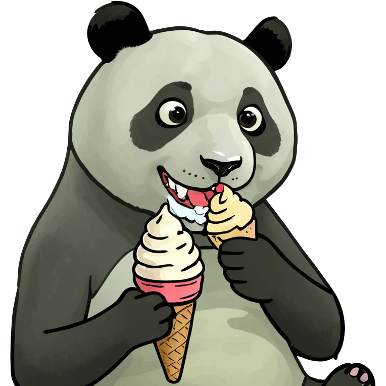 Panda eating ice cream emoji