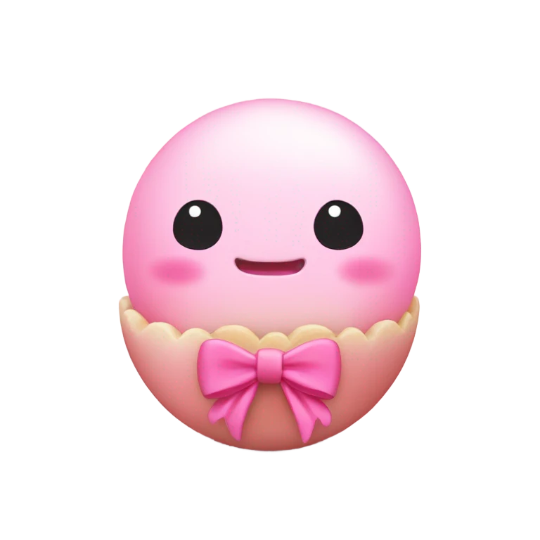 Cute pink moochi with a bow emoji