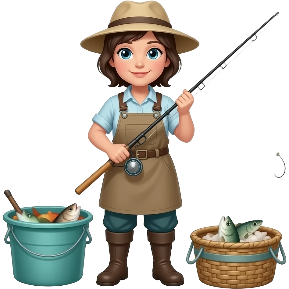 Brunette fisher woman emoji