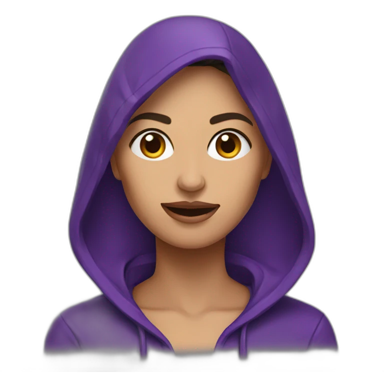 Armenian Woman  with purple hoodie and with a snake tongue emoji