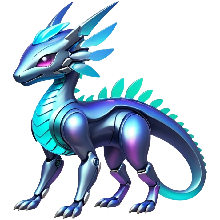  Epic legendary rare glowing mechanical Shiny sparkly transparent bioluminescent luminescent vibrant bright pastel dark exotic iridescent colorful gradients futuristic modern metallic glossy glittery fantasy-cyber-Fakémon-Pokémon-Vernid-creature emoji