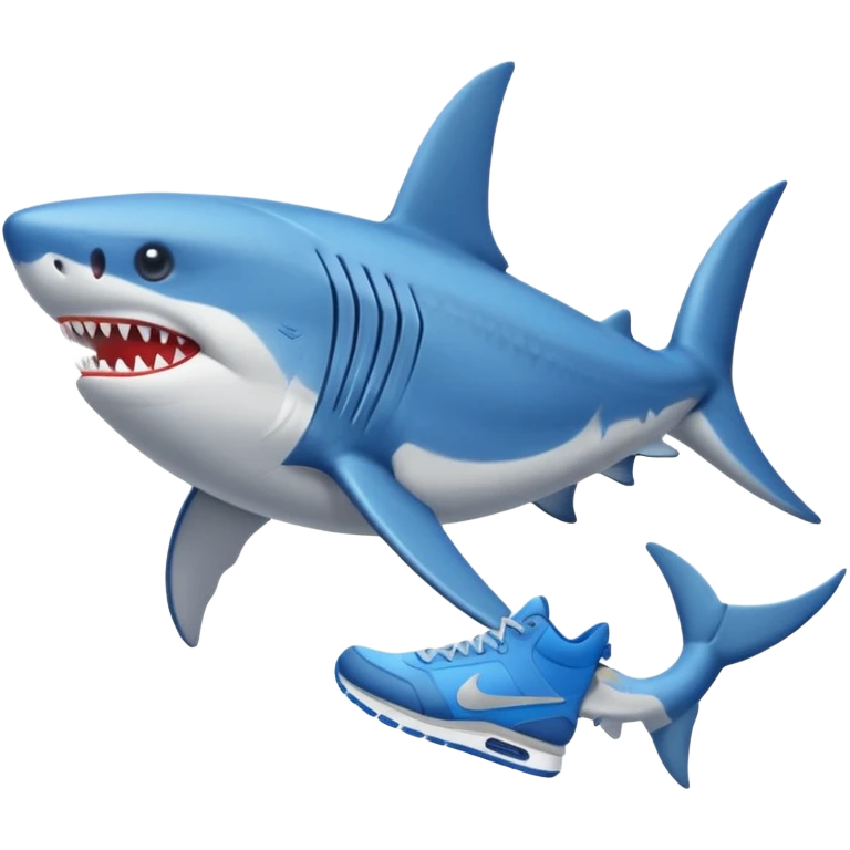 Tiburón con 3 piernas y zapatillas nike azules  emoji