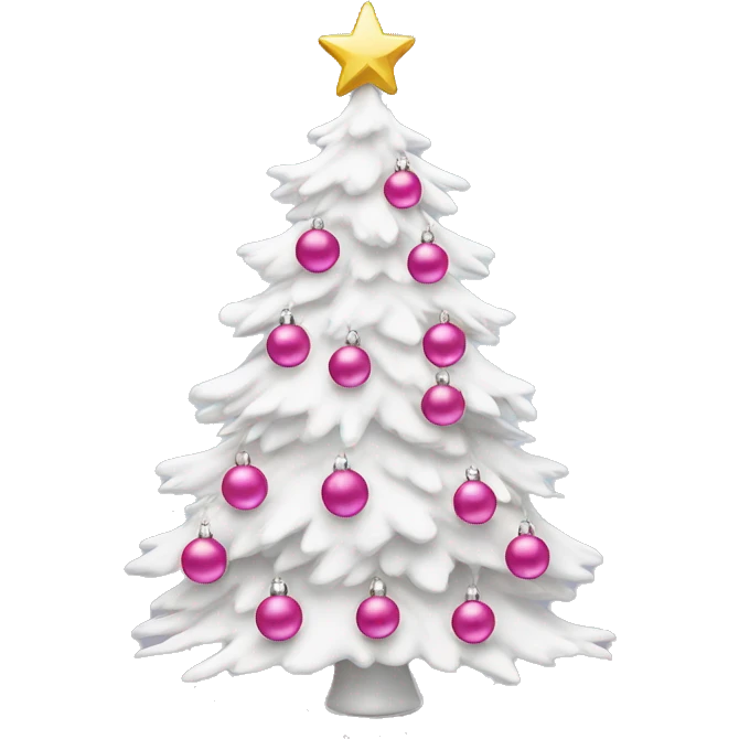 white christmas tree with pink ￼￼ornaments  emoji