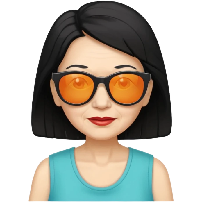 Old Women In Sleeveless, black hair, funky. emoji