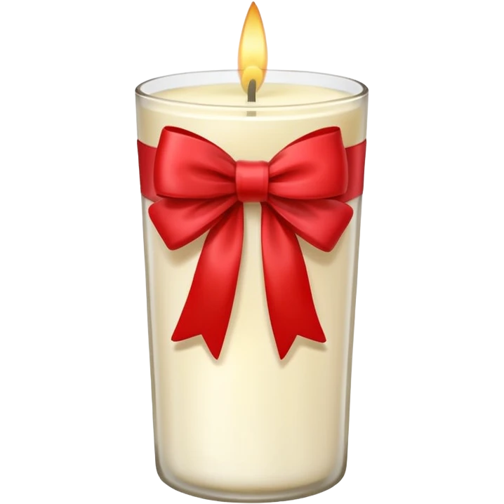 Soft vanilla long glass candle, with little red bow emoji