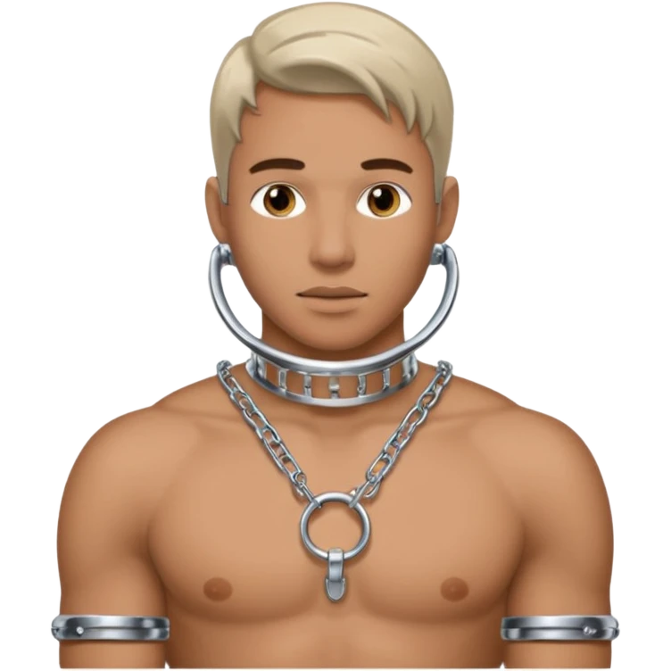 Submissive man wearing a chastity cage on his little penis emoji